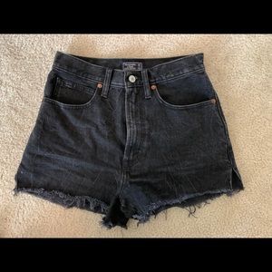 high rise black jean shorts